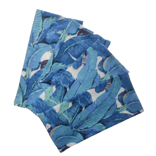 Tropical Leaf Block Printed Cotton Napkins - MAIA HOMES