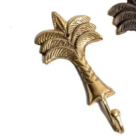Vintage Inspired Solid Brass Palm Tree Wall Hooks - 2 pcs - MAIA HOMES