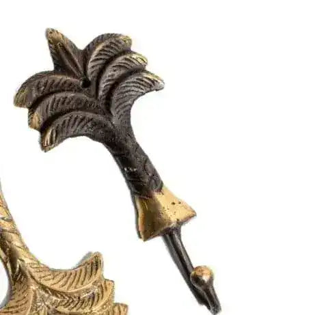 Vintage Inspired Solid Brass Palm Tree Wall Hooks - 2 pcs - MAIA HOMES