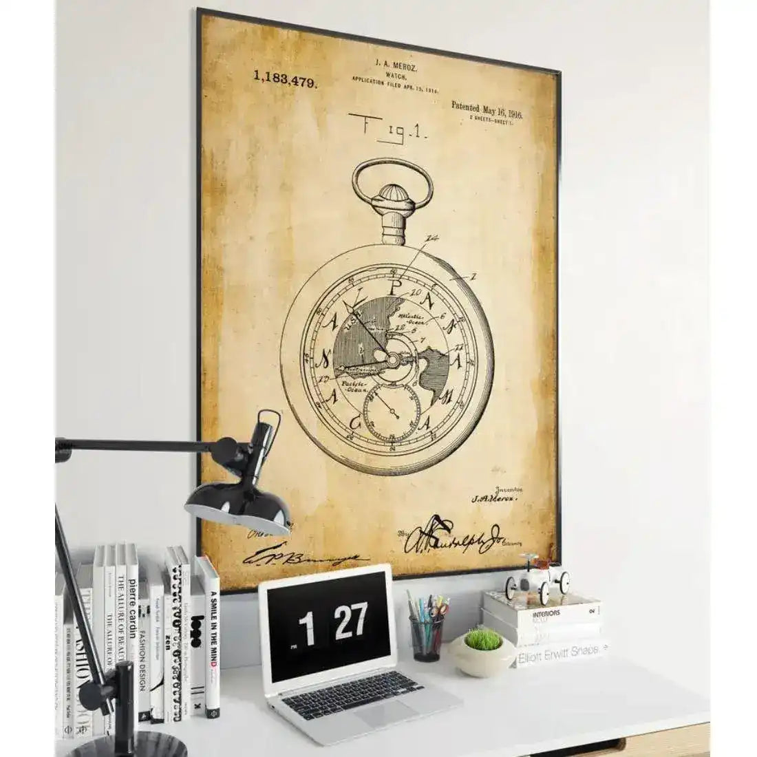 Vintage Pocket Watch Paten Poster Wall Print