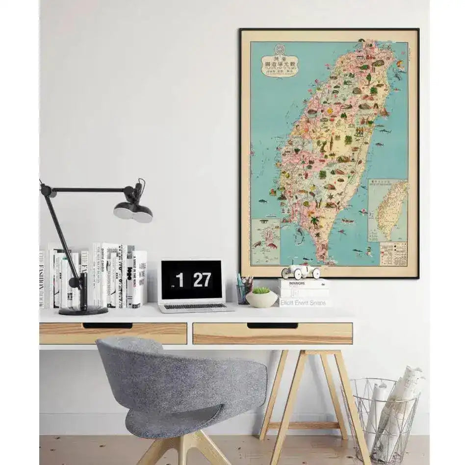 Vintage Taiwan Map Wall Art Print