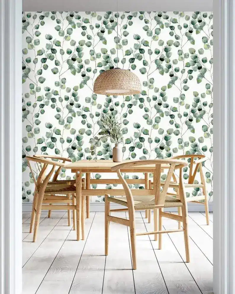 Watercolor Green Simplistic Leaves Wallpaper