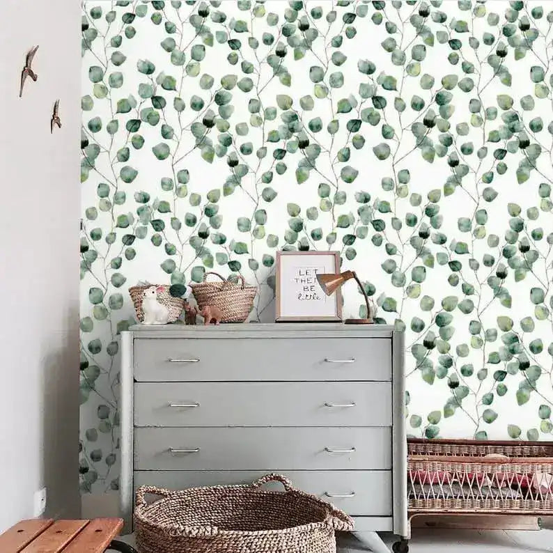 Watercolor Green Simplistic Leaves Wallpaper