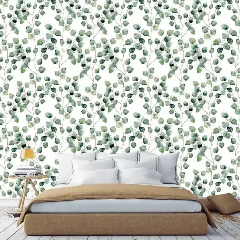 Watercolor Green Simplistic Leaves Wallpaper