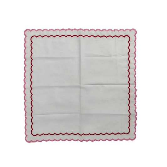 White Cotton Napkins with Pink and Red Trim