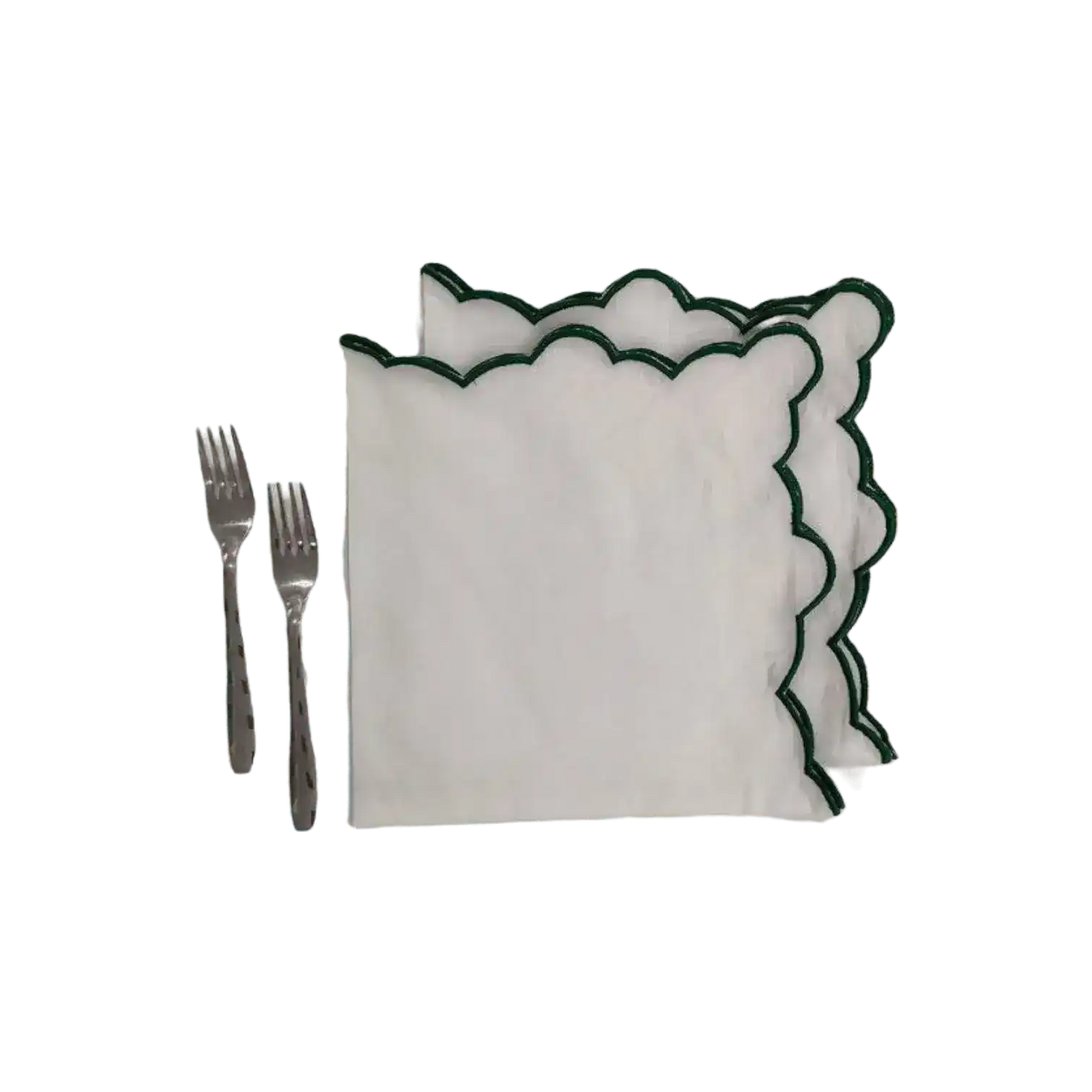 White Linen Zig Zag Embroidered Napkins Set